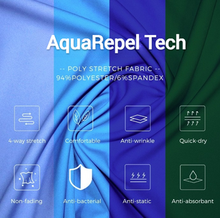 Water reistant and durable AquaRepel Tech fabric by Nordic Scrubs - ideal for healthcare professionals. Stay dry and comfortable during long shifts. 