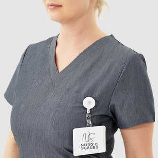 v-neck short sleeve grey medical scrub top