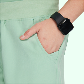 front pocket light green medical uniform woman