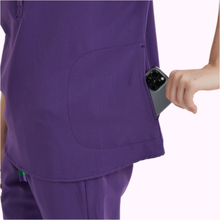 purpe scrubs women's high neck pocket